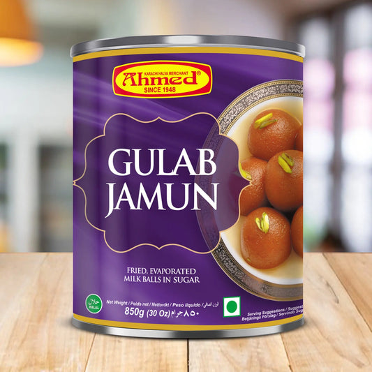 Gulab Jamun Tin 850g, soft Gulab Jamuns soaked in syrup, traditional Indian sweets in a tin pack