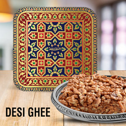 Desi Ghee Akhrot Halva Fancy Gift Tin box - 1 Kg - Ahmed Karachi Halva Merchant