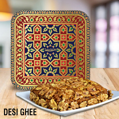 Desi Ghee Akhrot Halva Fancy Gift Tin box - 1 Kg Ahmed Karachi Halva Merchant