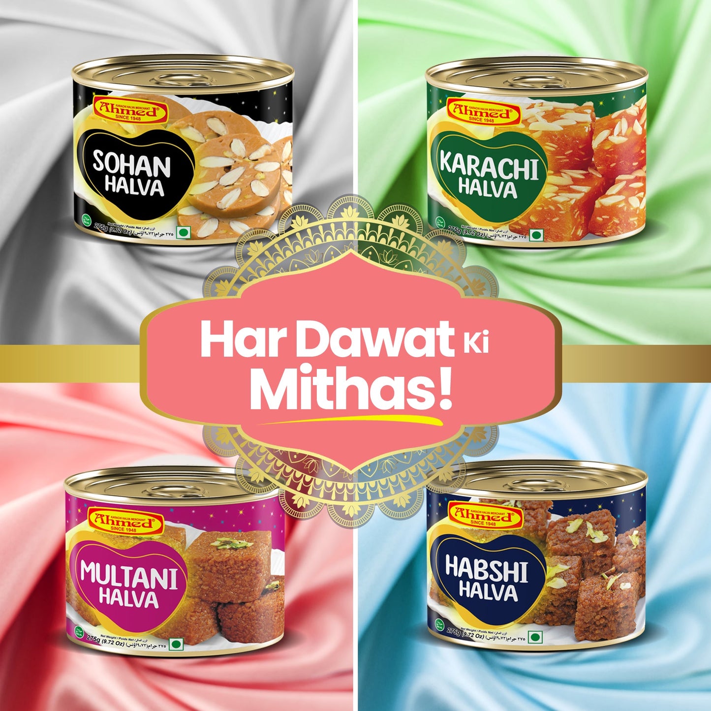 Halva Bundle - 4 (275g Each) Ahmed Karachi Halwa Merchant